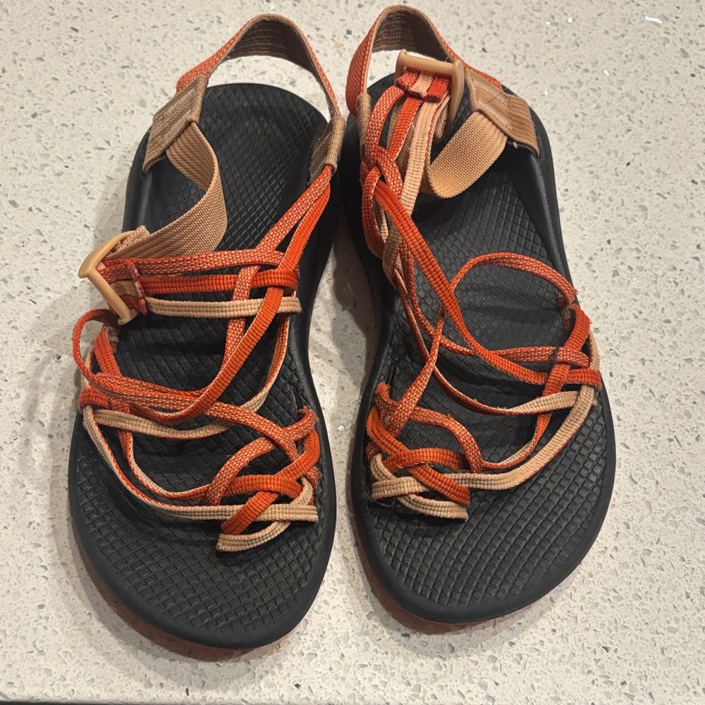 Chaco Women's Strappy Sandals in Orange and Tan